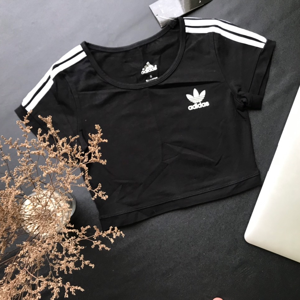 [ẢNH THẬT] Áo Bra Adidas ngắn tay EVASPORT màu đen mặc tập gym, yoga, aerobic, chơi thể thao, chơi mặc nhà