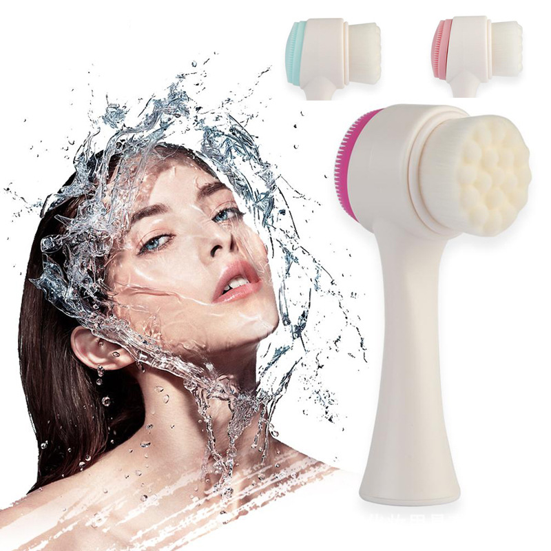 Cọ rửa mặt và tẩy da chết 2 đầu - Làm sạch da mặt nhạy cảm - Massage mặt nhẹ nhàng - Dụng cụ trang điểm