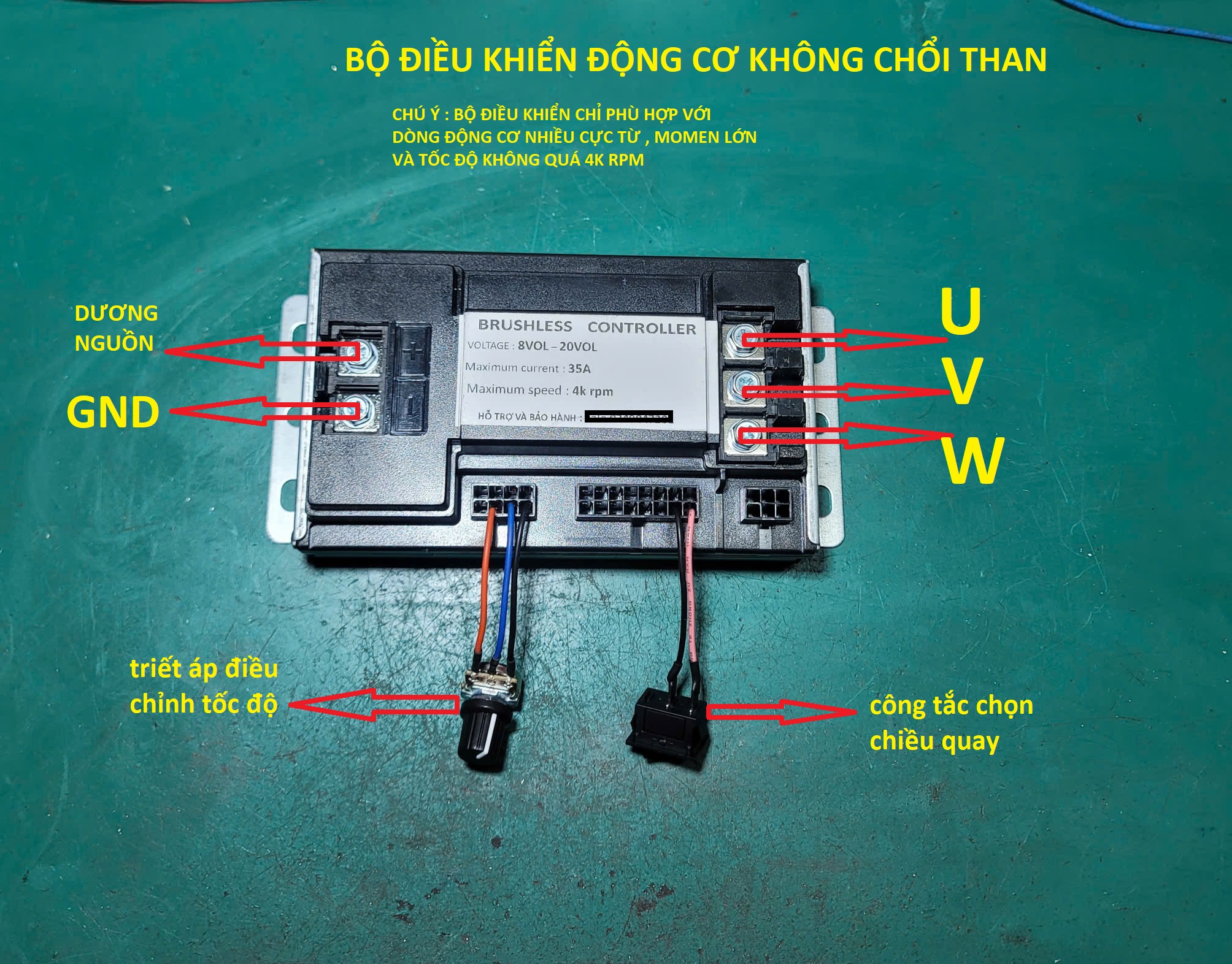 bộ điều khiển động cơ không chổi than 1000w 8vol-90vol