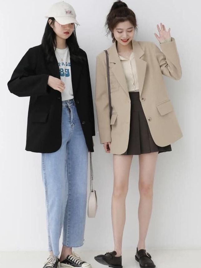 (ẢNH THẬT) Áo blazer trơn dài tay áo blazer hàn quốc 2 lớp áo vest blazer nữ áo vest hàn quốc AMELIA áo khoác nữ áo khoác nhẹ áo khoác vest công sở áo vest from rộng áo blazer ulzzang áo vest đi học