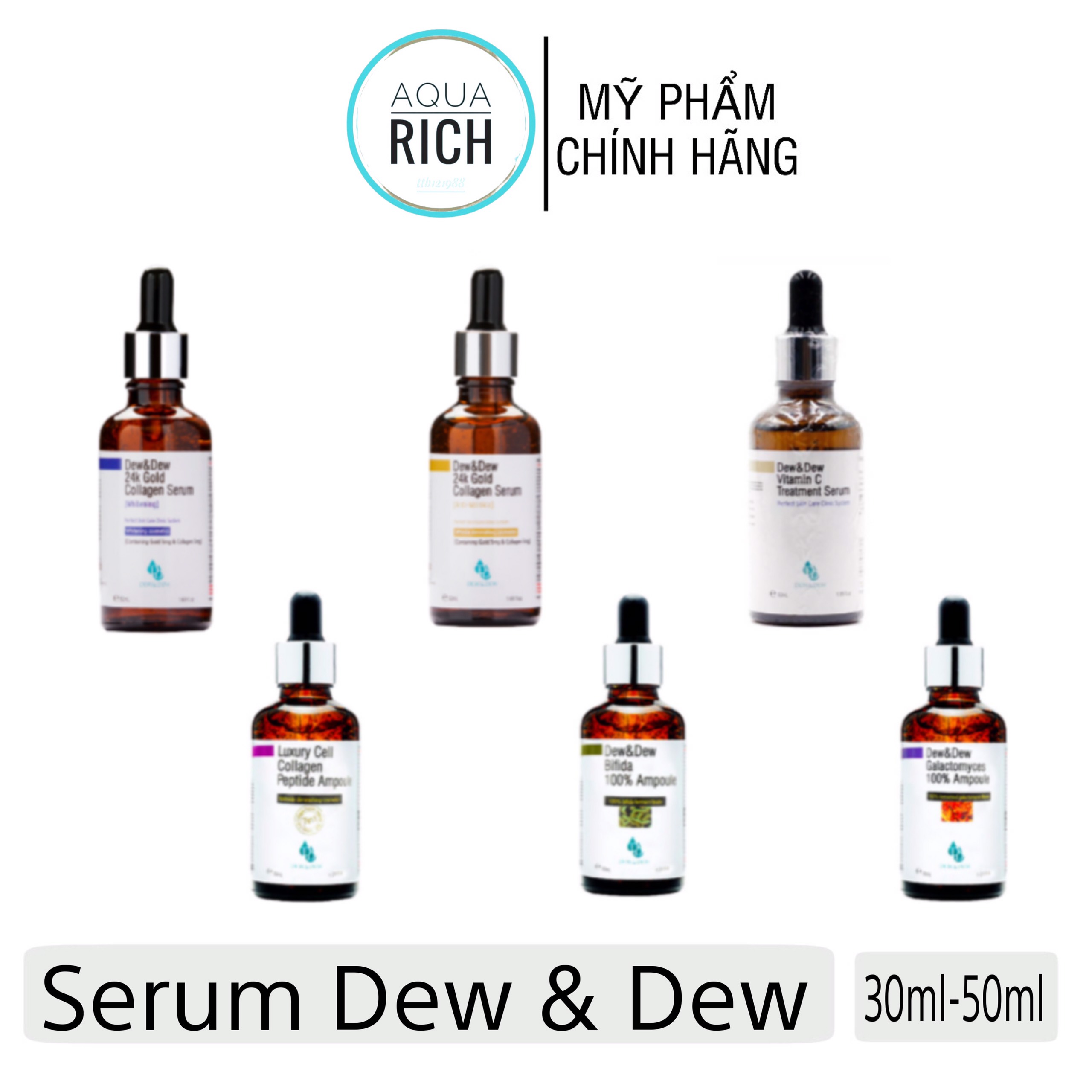 Serum Tinh Chất Dew & Dew Vitamin C - Galactomyces - Bifida - Acne - Anti wrinkle 30ml 50ml