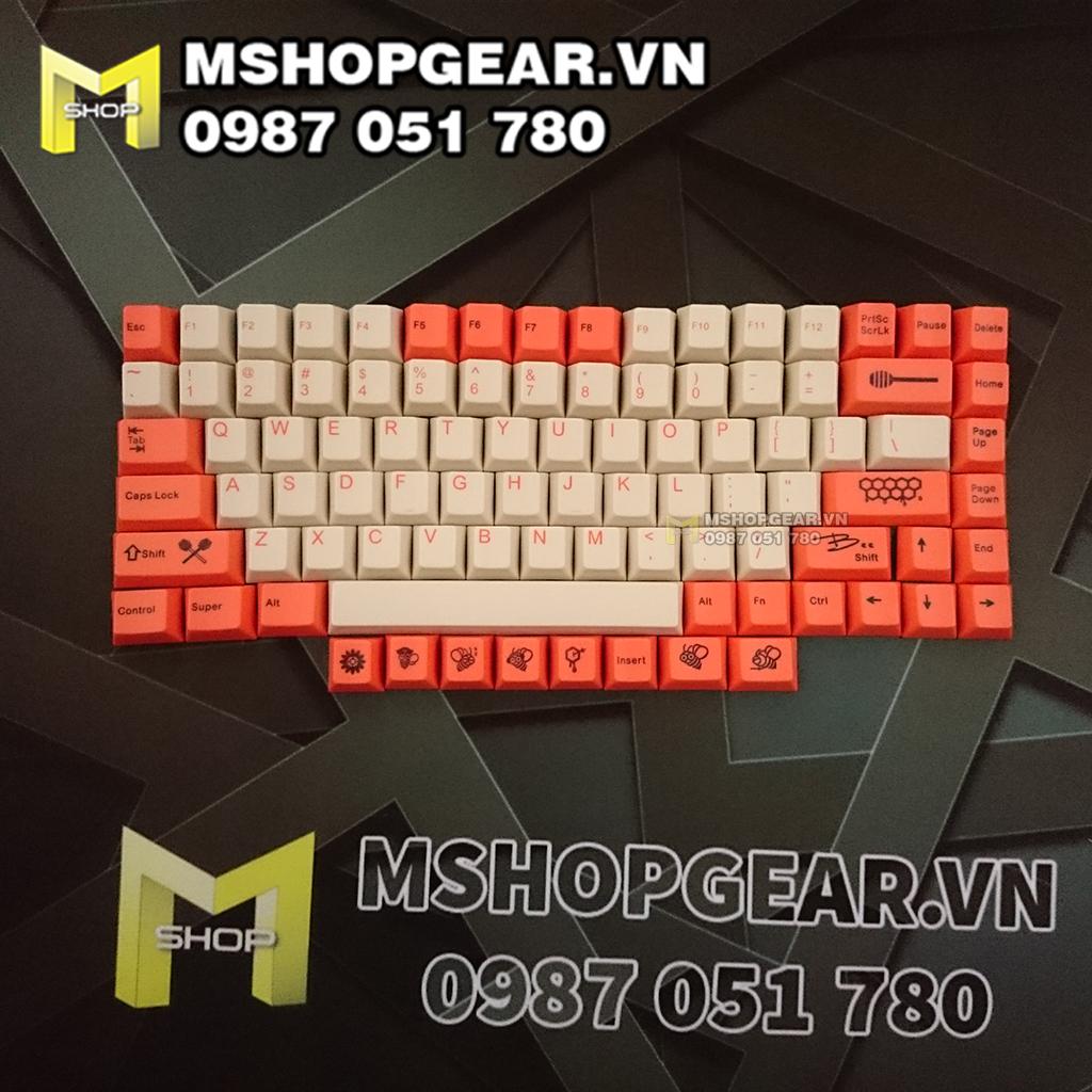 Keycap Honey Bee thick pbt dye-sub cherry profile cho layout 92 keys và một số bàn phím cơ custom khác