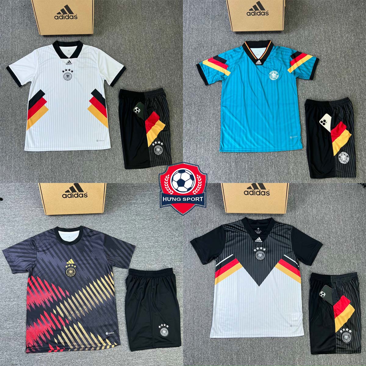 Áo Bóng Đá, Áo Đá Banh Đội Tuyển Đức Retro - Vải Polyester gai Thái Cao Cấp