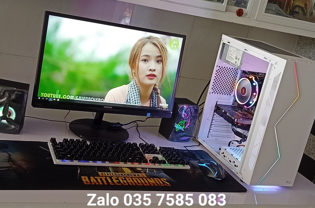 BỘ PC MÀU TRẮNG LED CHƠI MƯỢT GAME( GTA5 - FIFA4 - PUBG - LOL - FREEFIRE - ĐỘT KÍCH - VÕ LÂM - GAME 3D - KÈM MÀN HÌNH MỎNG LED 19 - 20 - 22 - 24IN TẶNG PHONE PHÍM CHUỘT LED - LOA ÂM THANH LED ĐẦY ĐỦ