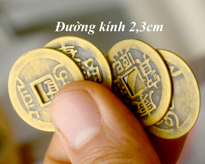 Đồng xu cổ phong thủy bằng đồng-Bỏ ví chiêu tài lộc-Cỡ nhỏ 2.3cm