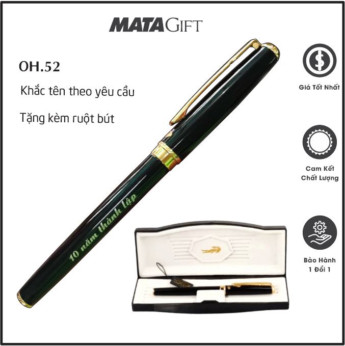 Bút Ký Cá Sấu Cao Cấp OH.52 màu đen sang trọng đẳng cấp + hộp đựng + có thể khắc tên theo yêu cầu