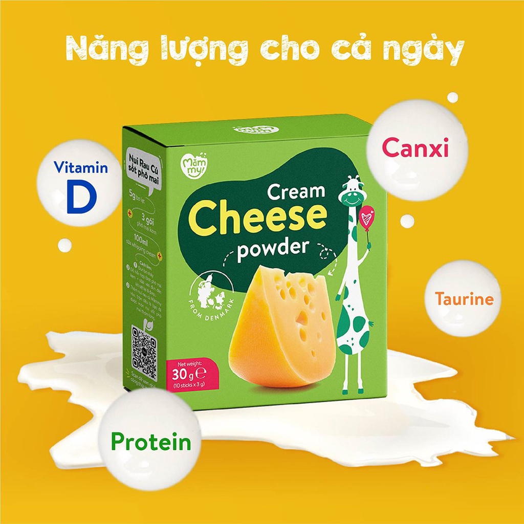 Phô mai tách muối Mămmy hộp 10 gói cho bé từ 6 tháng. Bổ sung canxi, vitamin d và protein cho bé