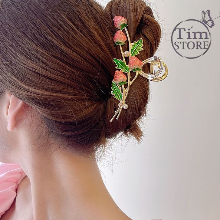 Kẹp tóc phong cách hàn quốc trái dâu TIMSTORE phụ kiện búi tóc phong cách hàn quốc