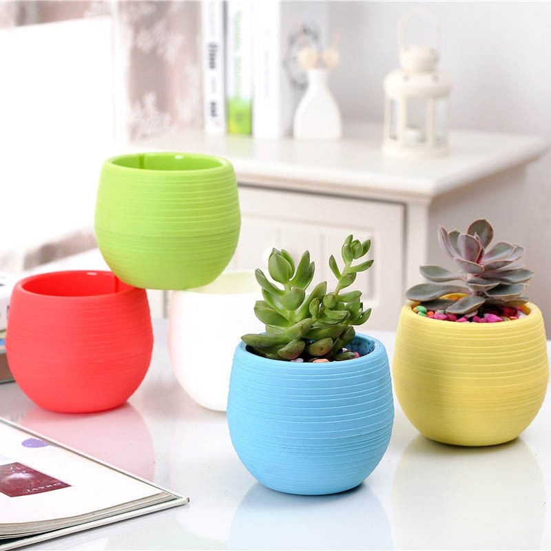 Chậu nhựa mini nhiều màu trồng cây trang trí phòng -giao màu ngẫu nhiên