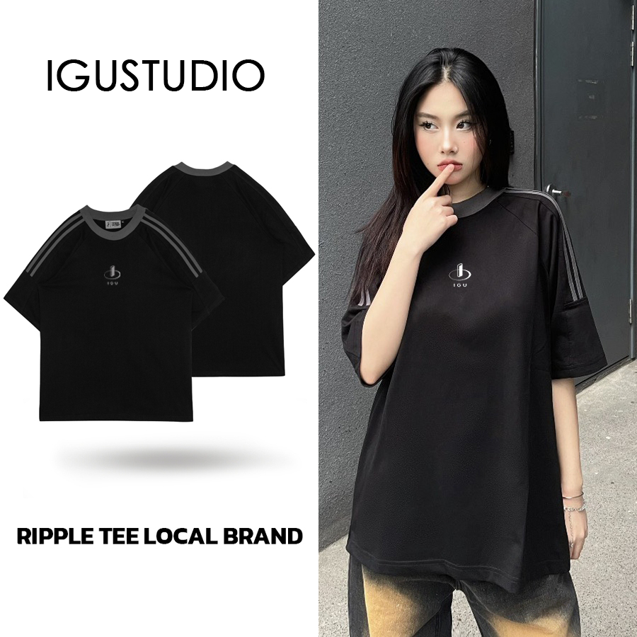 Áo thun igu dual line thêu tay unisex nam nữ