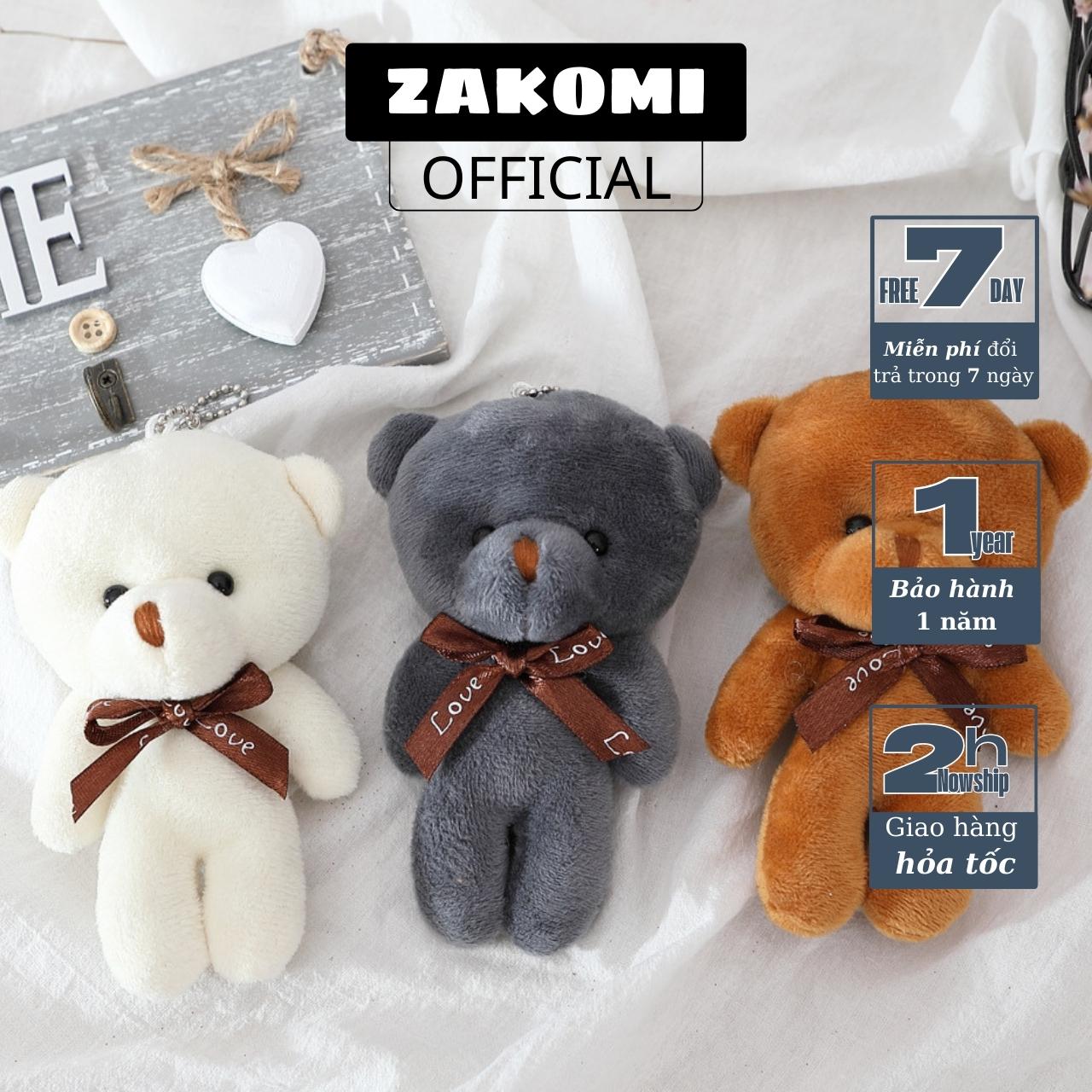 Gấu bông nhỏ xinh cao 12cm gắn móc khoá thú nhồi bông mini giá rẻ làm quà tặng đồ chơi cực kì dễ thương