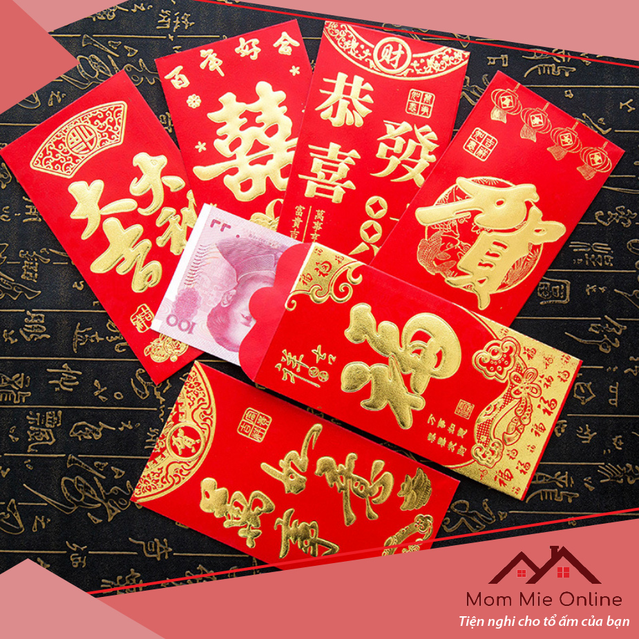 [HCM]Lốc 6 Bao lì xì đỏ chúc Tết sinh nhật đám cưới - Phong bì đỏ - J176