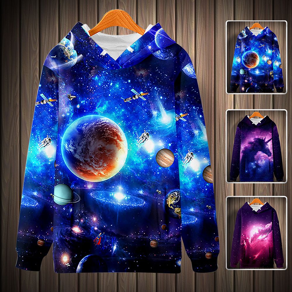 ÁO HOODIE NÓN NAM ( IN 3D ) CHẤT VẢI NỈ HÀNG FREESIZE 1 CỠ FORM DÁNG RỘNG DƯỚI 65KG MẶC VỪA (LOANG 2 MÀU XANH ĐẬM NHẠT) mep fashion