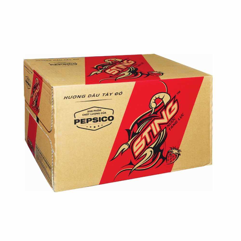 Thùng Nước Tăng Lực Sting Dâu 330ml - Chai Nhựa 24 chai X 330ml