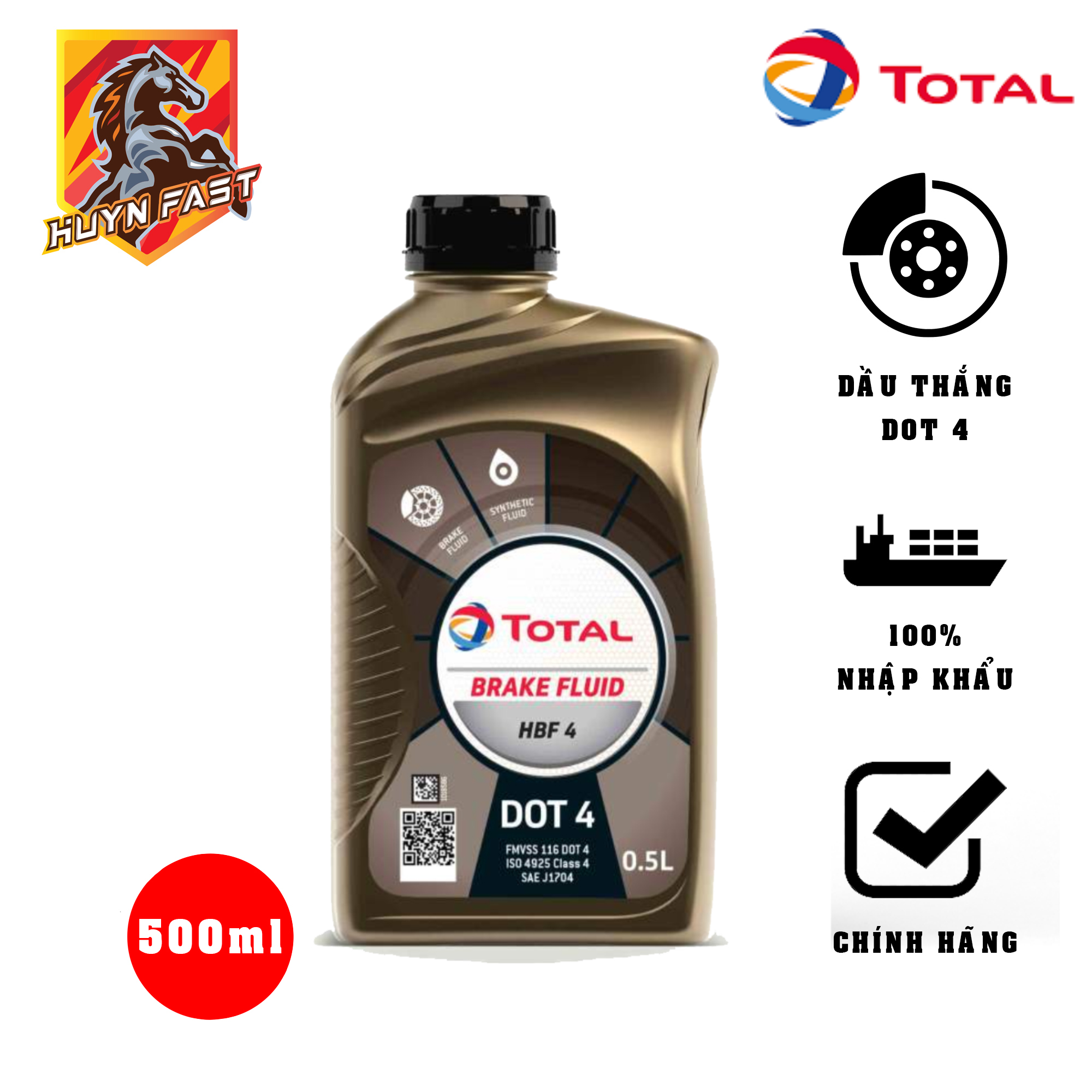 DẦU THẮNG (DẦU PHANH) TOTAL BRAKE FLUID HBF4 - DOT 4 (0.5L)
