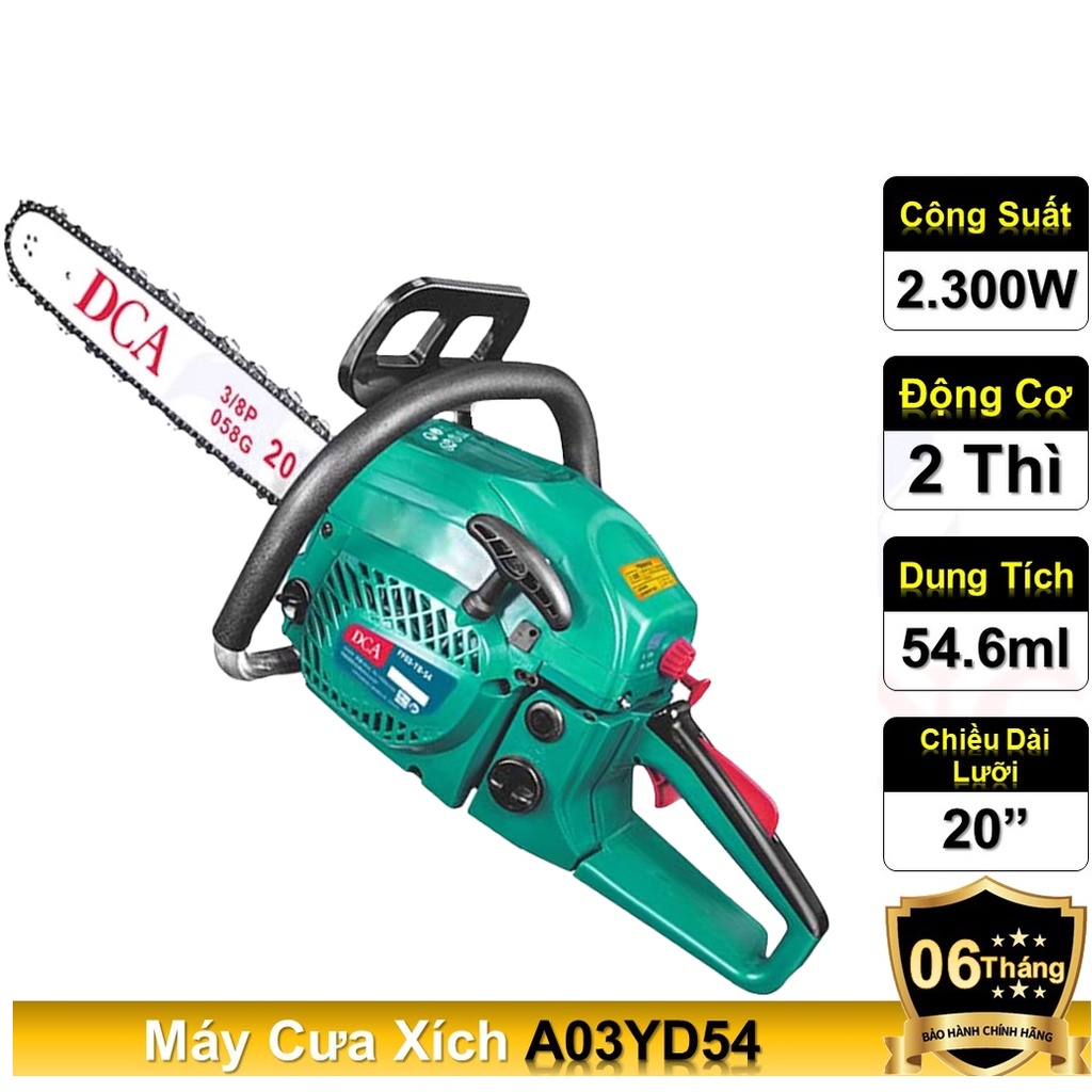Máy cưa xích a03yd54 | máy cưa xích 2 thì 54.6ml dca a03yd54