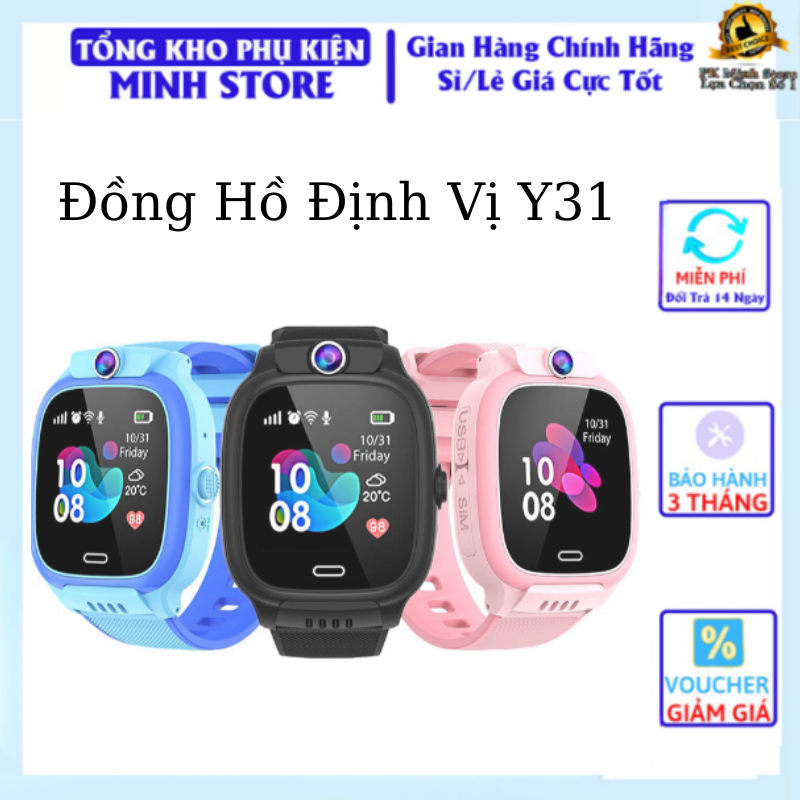Đồng Hồ Thông Minh Smart Watch Y31 Định Vị, Lắp Sim Độc Lập Cho Trẻ , Có Camera , Chat Voice , Sóng Khoẻ , Pin Khủng , Màn Hình Full Cảm Ứng, Tiếng Việt