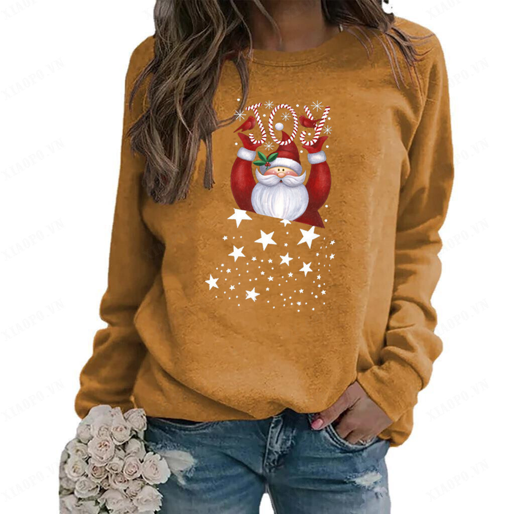 Fashion Ladies Christmas Sweater Long Sleeve Loose Fleece Sweater European Style