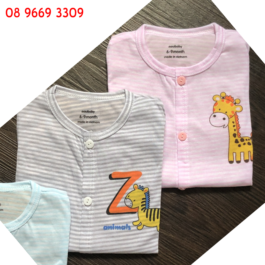 Bộ cộc tay Noubaby cài khuy cúc giữa cho bé 3-13kg | Có Video