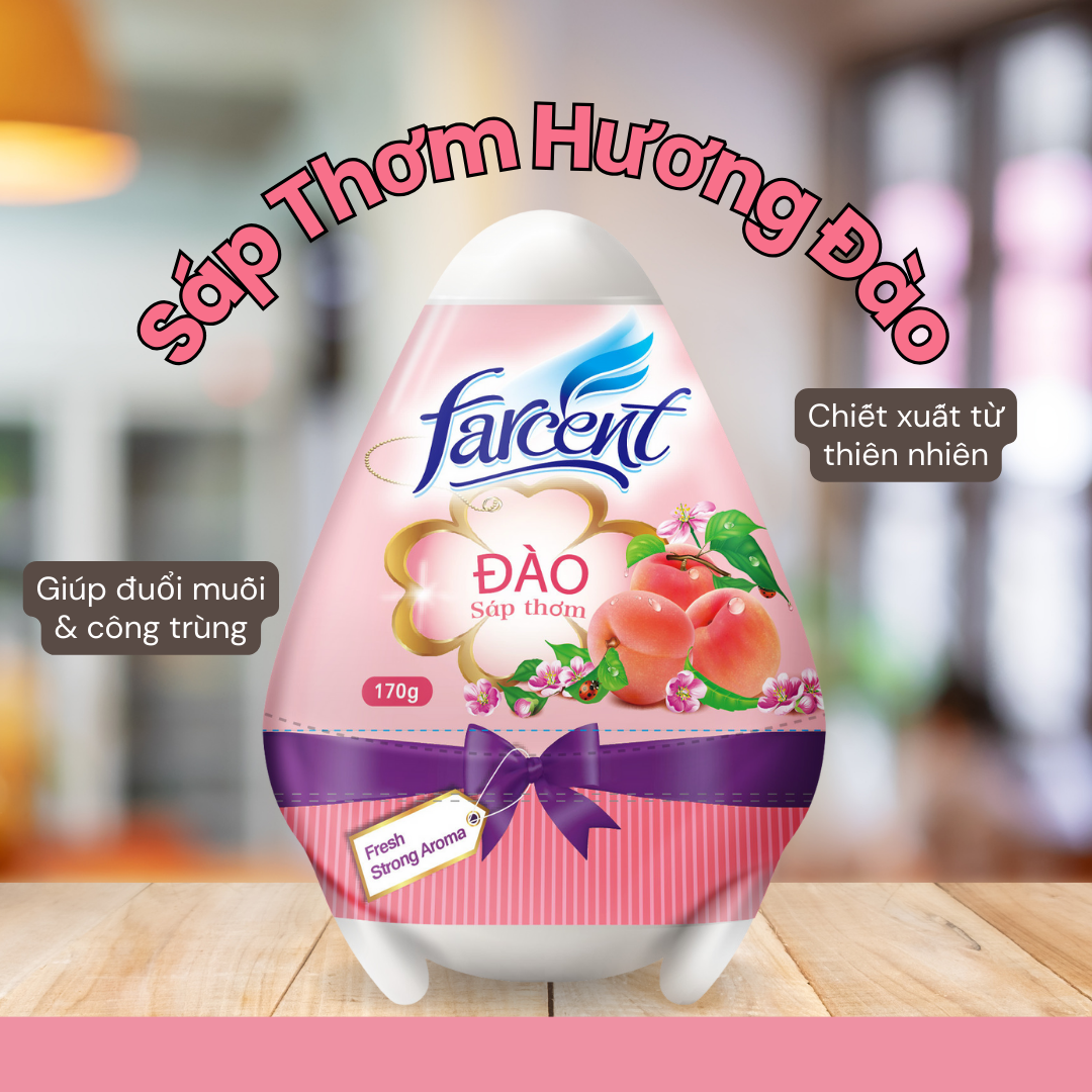 Sáp thơm hình trứng,hình cây dù Farcent 170g làm thơm phòng,thơm xe,thơm toilet-Hương đào