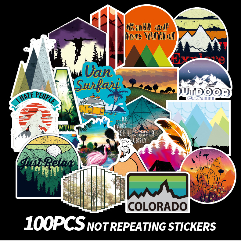 Sticker pvc chống nước hình dán du lịch picnic phượt st-022