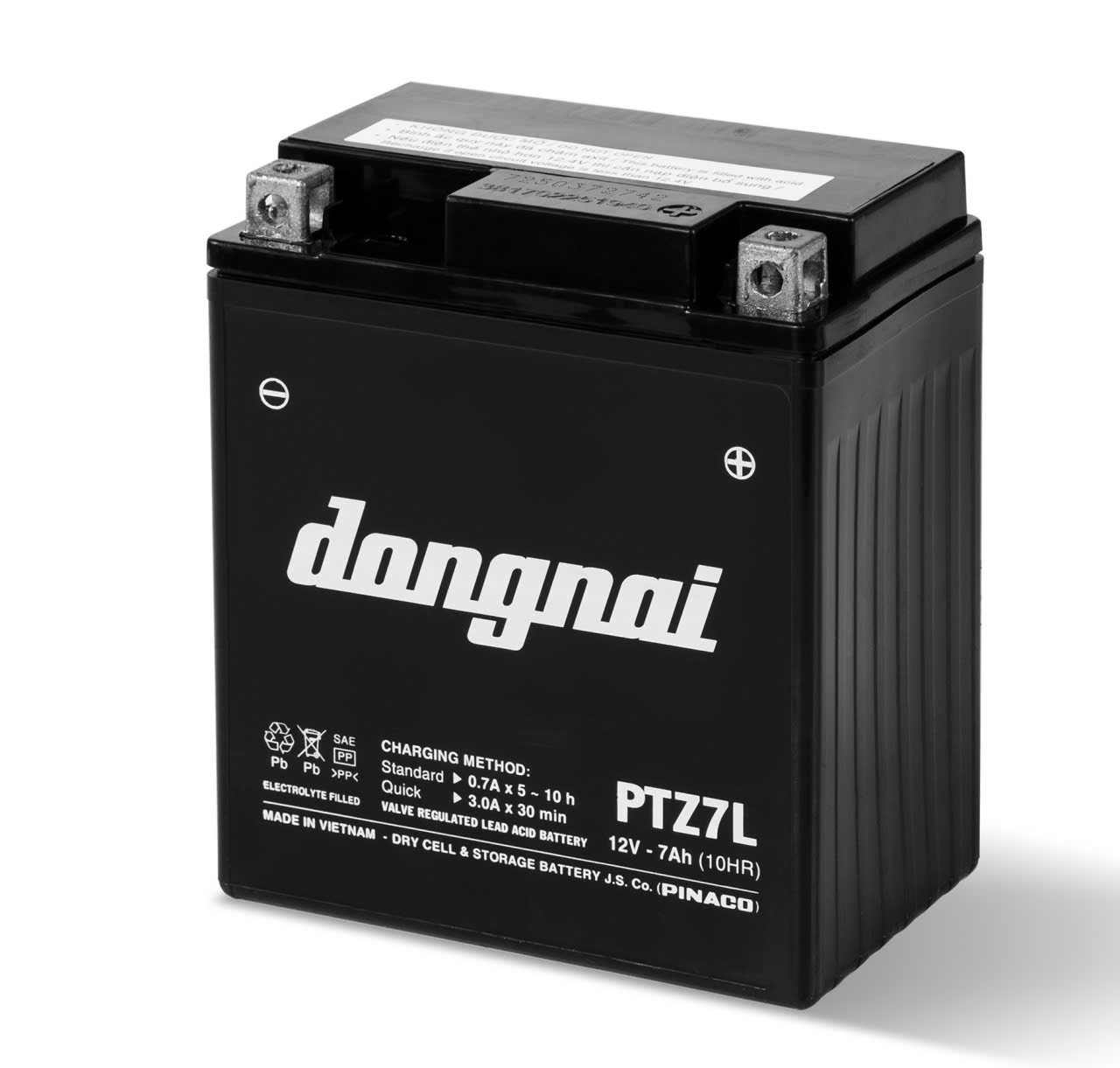 Ắc quy xe máy ĐỒNG NAI PTZ7L ( 12V 7AH ) dùng cho xe  SH đời cũ, SCR, xe PIAGGIO LIBERTY, VESPA