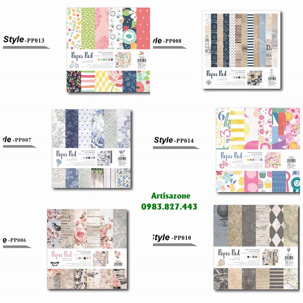 Giấy họa tiết trang trí scrapbook, love box, album, thiệp - Paper Pack (size 25cm x 25cm)