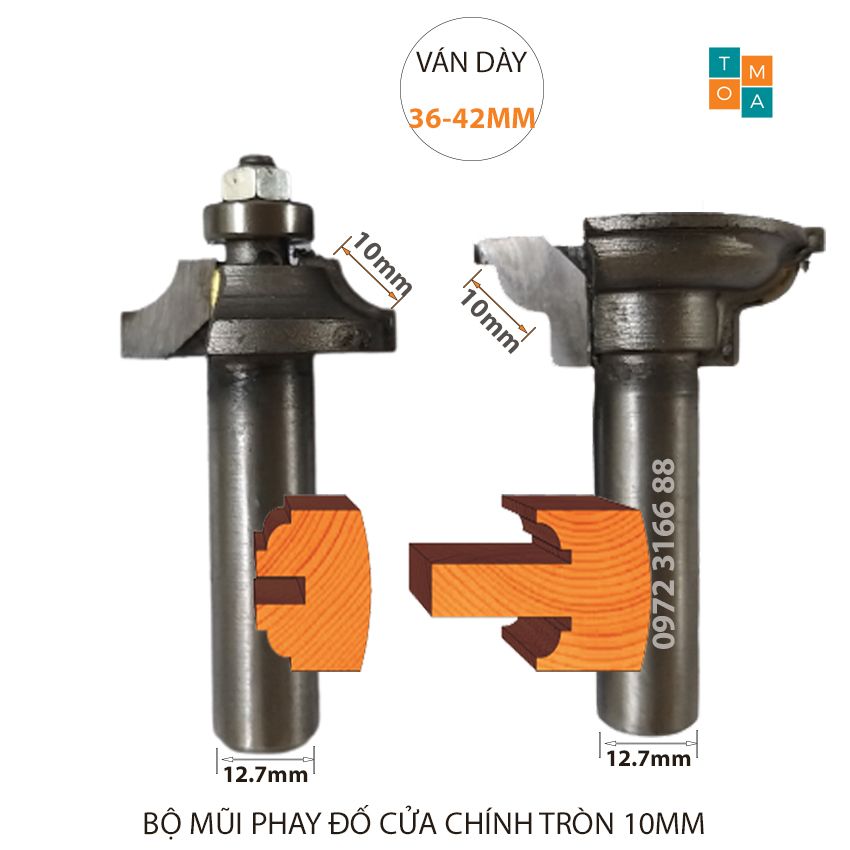Mũi soi gỗ - bộ mũi phay gỗ đánh đố cửa chính tròn 10mm hàng việt nam chất lượng cao