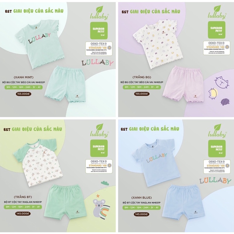 Bộ quần áo bé trai/gái cộc tay Petit Lullaby 2021 (Sz 9m-4y)