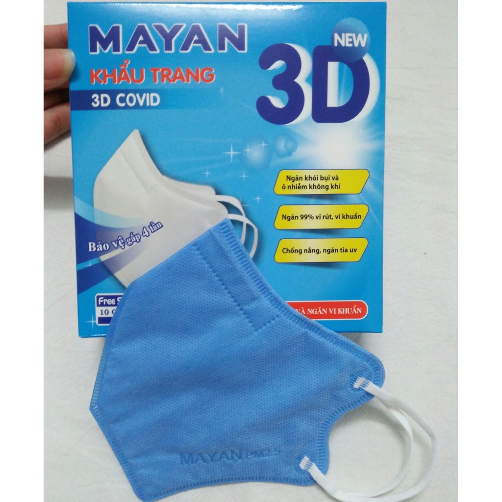 Khẩu Trang 3D Mayan Người Lớn (hộp 10 chiếc)