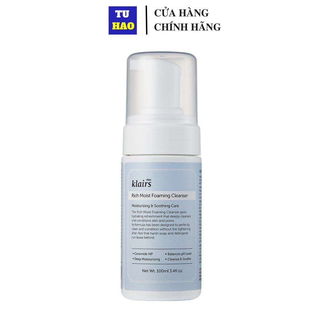 Sữa rửa mặt tạo bọt dear klairs rich moist foaming cleanser 100ml