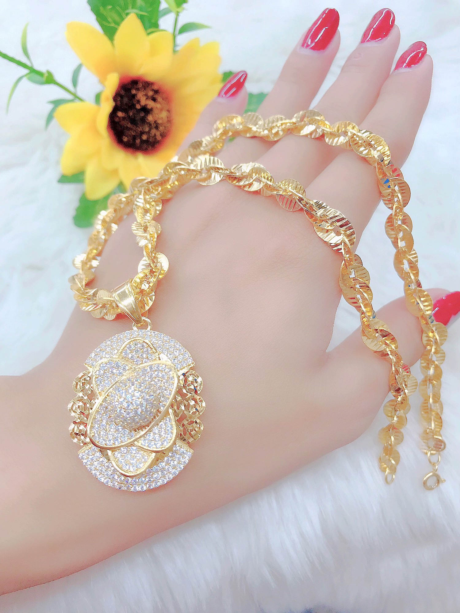Dây Chuyền Nữ Vàng Thiết Kế Hàn Quốc - Sáng Như Vàng Thật Givishop - D1705173 ( Cam Kết Không Đen, Không Ngứa, Chất Liệu Bạc Pha Hợp Kim Cao Cấp ) - vòng đeo cổ nữ giá rẻ, kiểu dây chuyền vàng 18k đẹp, dây chuyền mạ vàng nữ