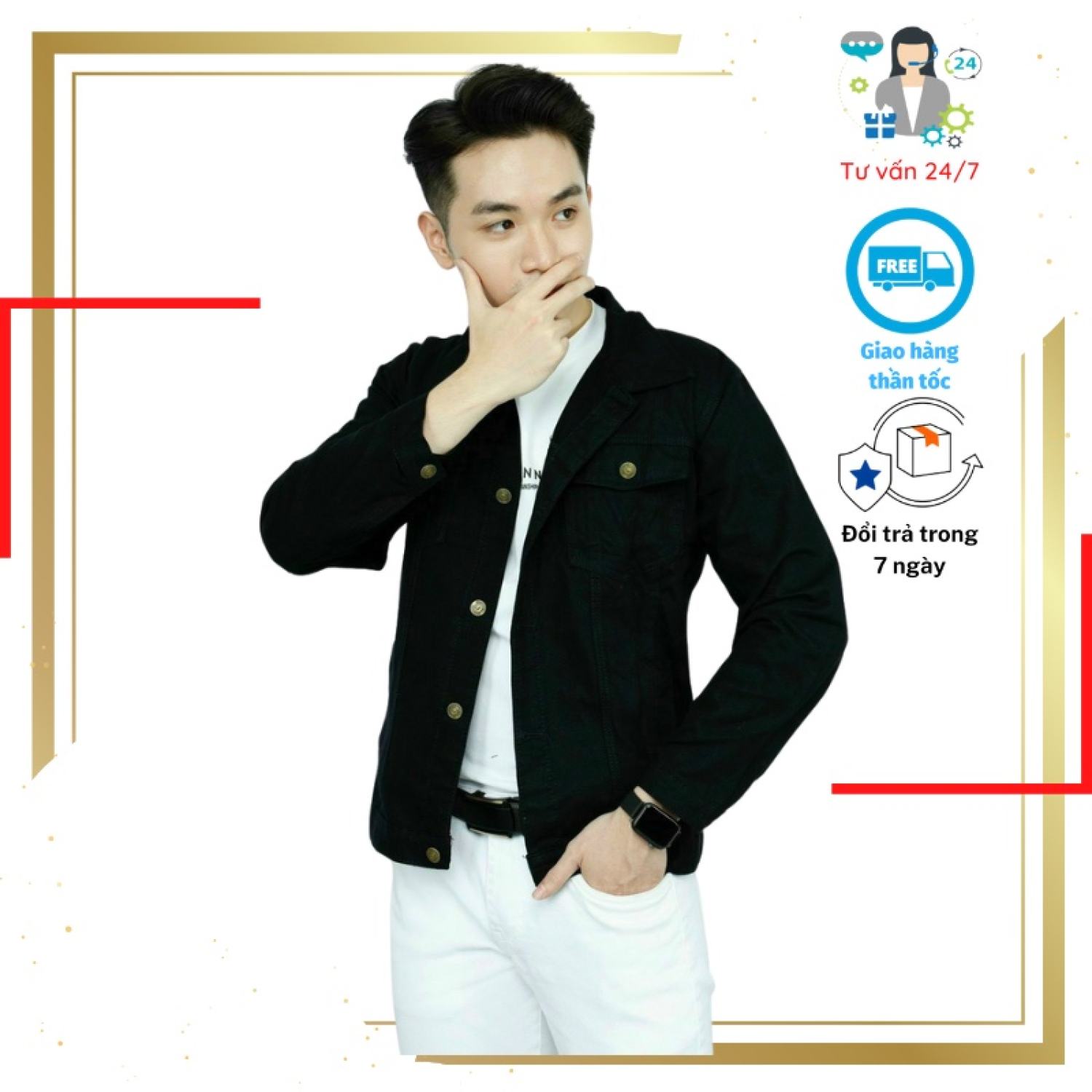 Áo khoác jeans nam, Áo khoác jeans kaki nam chất demin dày dặn phong cách phù hợp mọi lứa tuổi