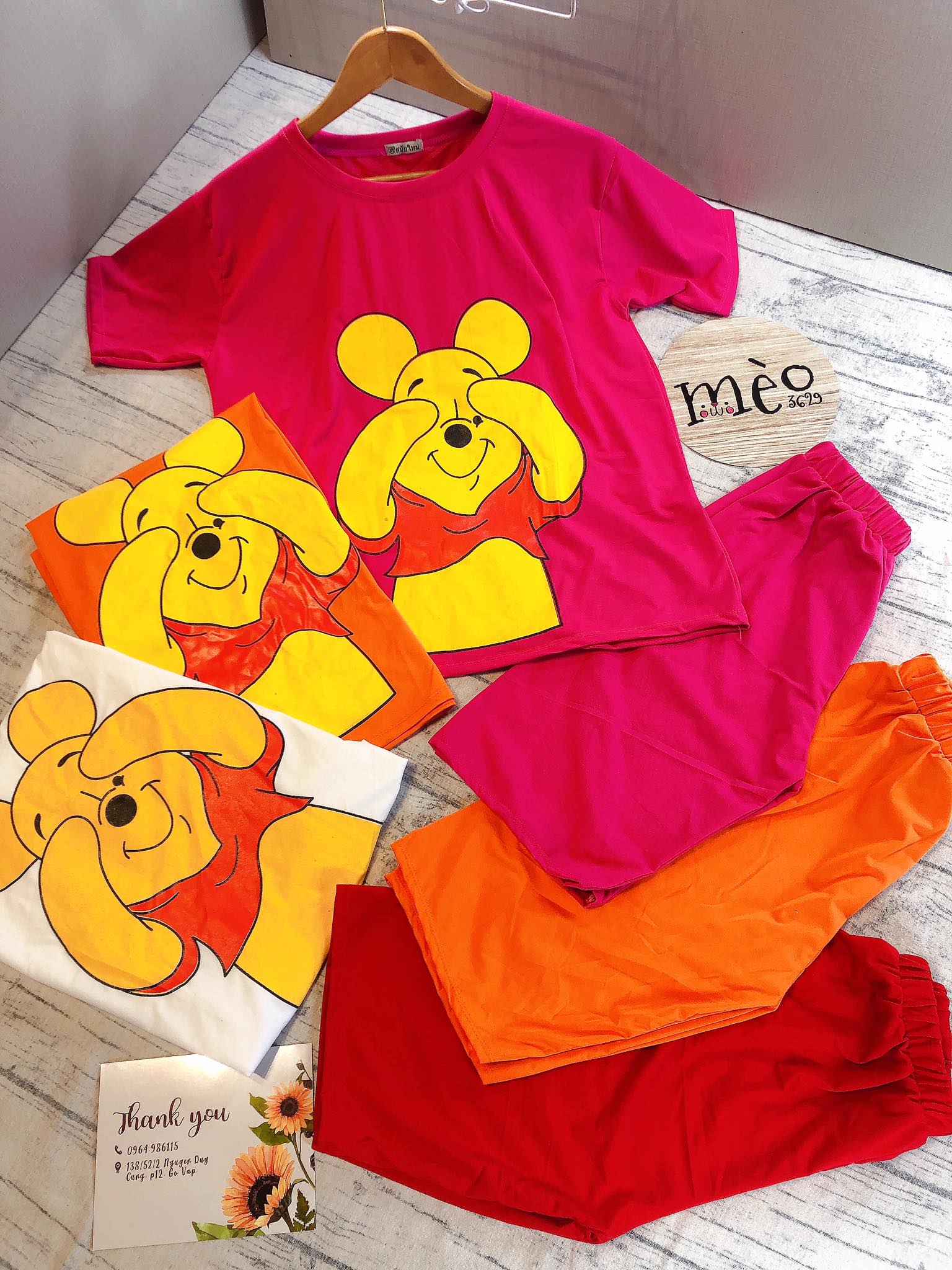 Bộ thun gấu ngố hình in lụa chất thun cotton - hàng đẹp may kĩ chuẩn shop