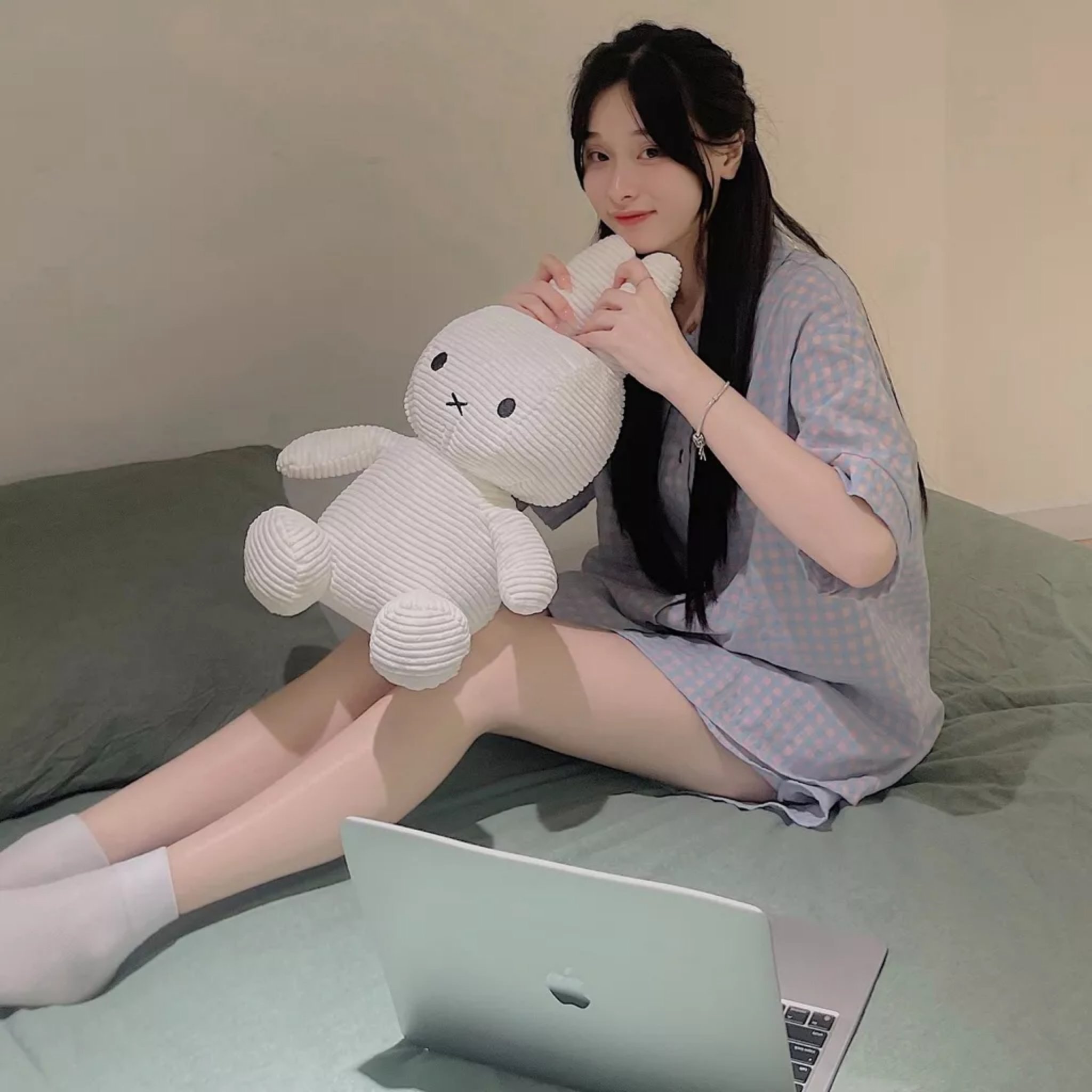 Set bộ đồ ngủ kẻ caro mặc nhà quần đùi phom thụng phong cách Hàn hàng chuẩn 5 cúc gỗ siêu đẹp