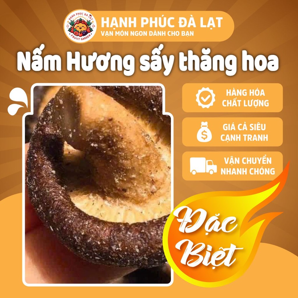 300G Nấm Hương sấy mộc giòn ngon rộp rộp, lạ miệng vô cùng - Hạnh phúc Đà Lạt Giá 258,000 Đồng*Miễn phí vận chuyển