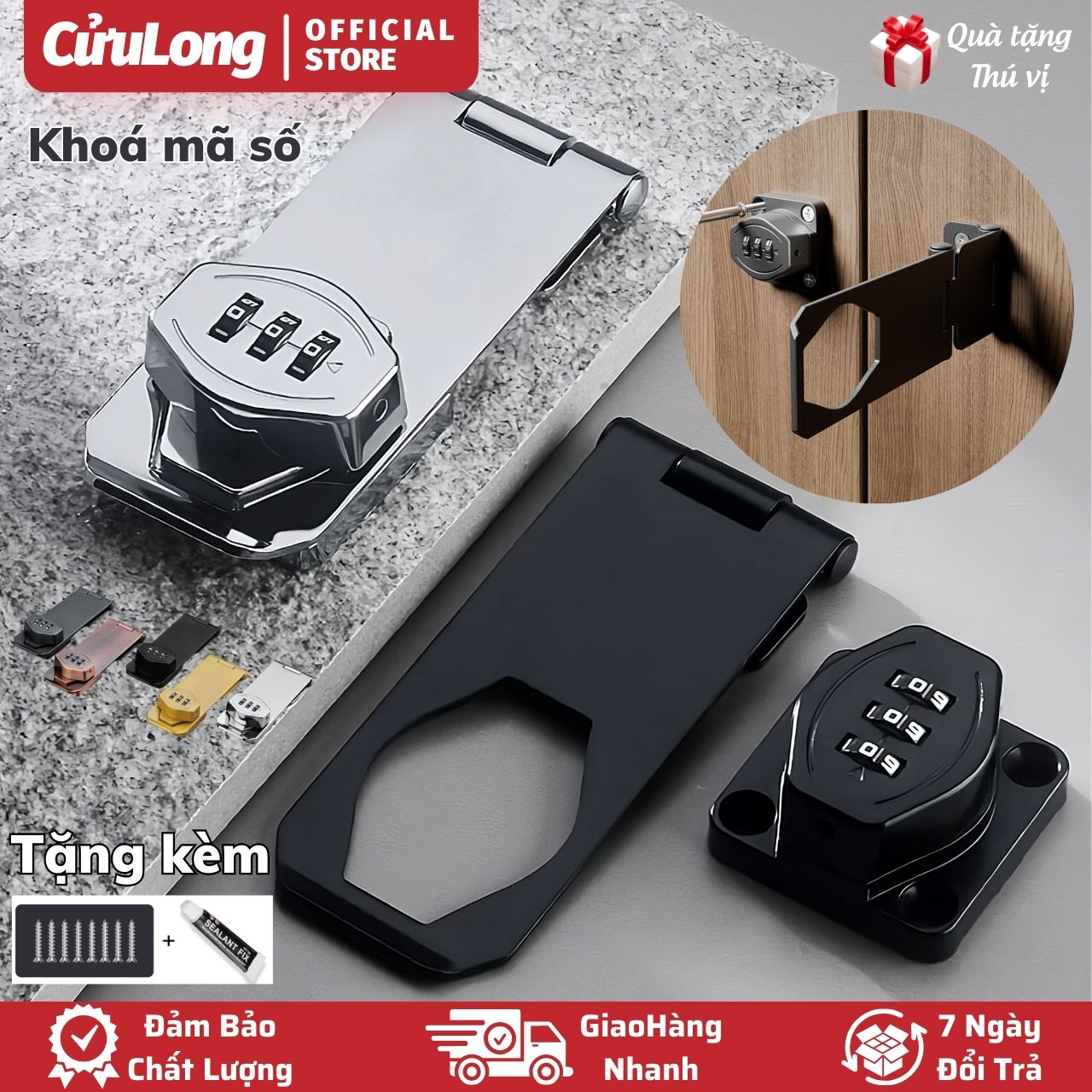  Ổ Khoá Mật Khẩu Chốt Cửa Mã Số Ngang Cửa Phòng Cửa Tủ Nhôm Gỗ cửa lùa mở an toàn keo dán không phải khoan 