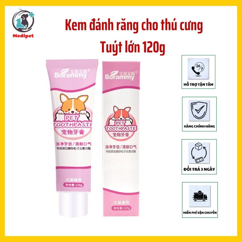 Kem đánh răng cho chó mèo ngăn ngừa vi khuẩn chống hôi miệng đen vàng răng sưng nướu chảy máu có thể nuốt được medipet
