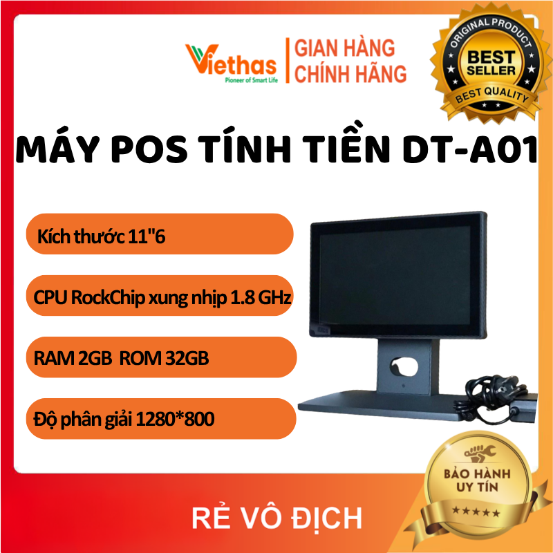 Máy Pos Tính Tiền DT-A01, Máy bán hàng, Thiết bị tính tiền màn hình cảm ứng - Tặng kèm phần mềm bán hàng Viethas 1 năm Giá 4,990,000 Đồng*Miễn phí vận chuyển