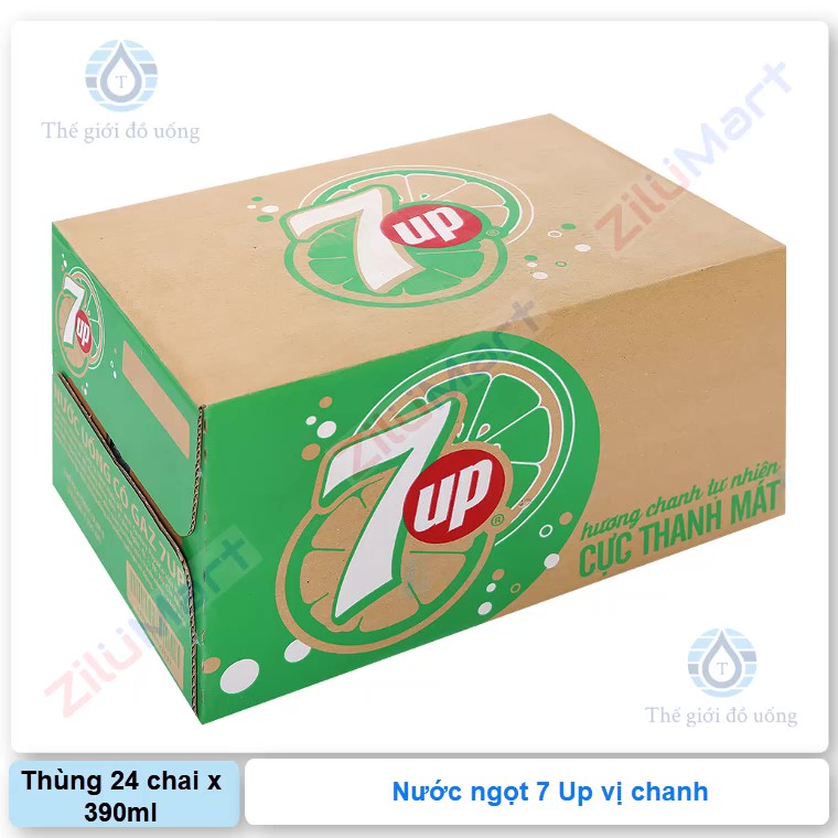 Nước 7Up vị chanh (thùng 24 chai) loại 390ml