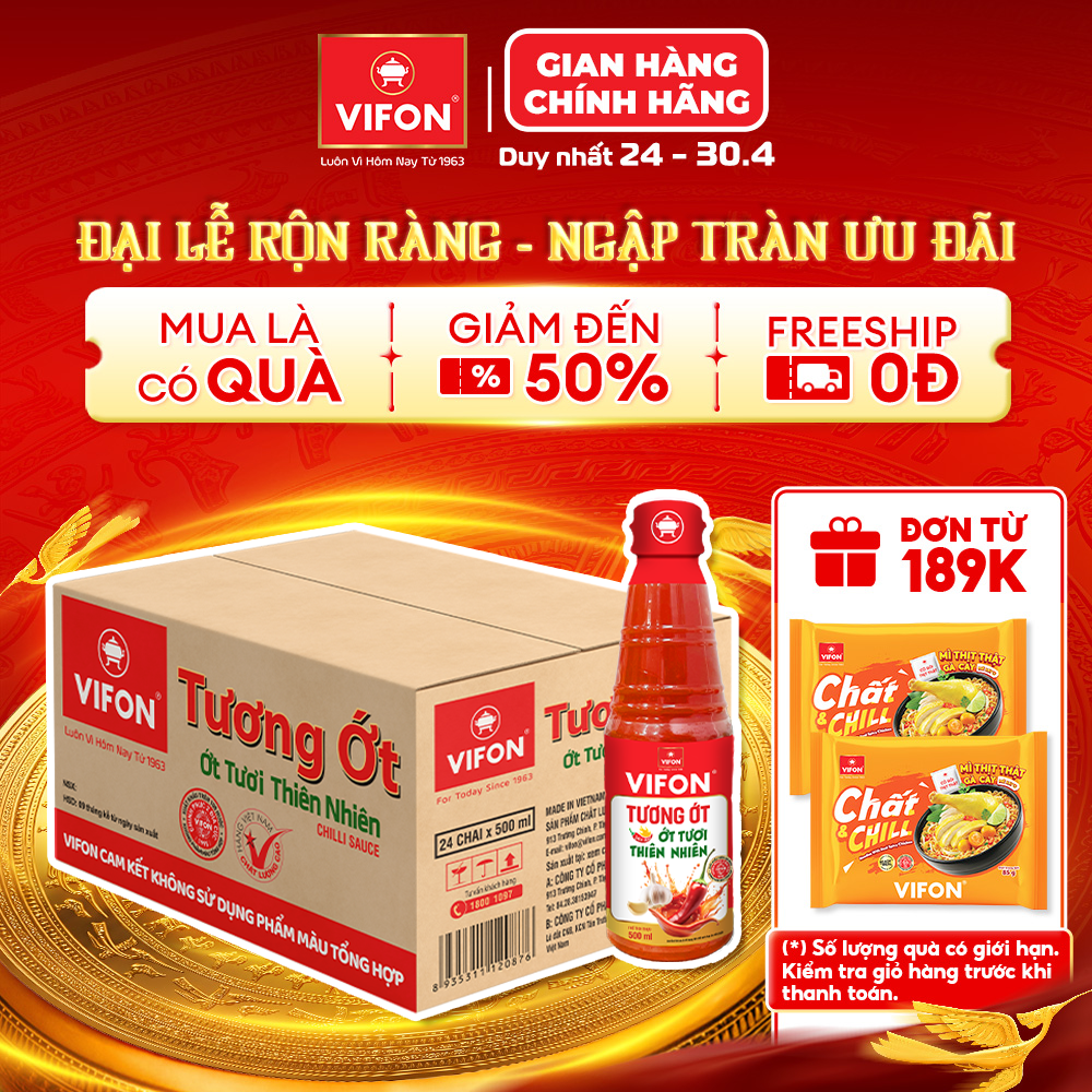 [VOUCHER 15%] Thùng 24 Tương Ớt VIFON 500ml/ Chai