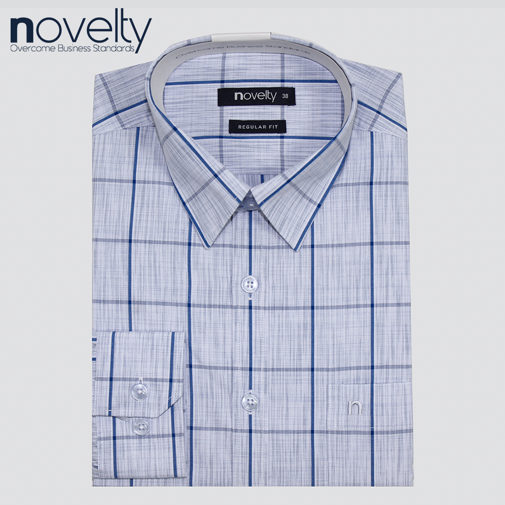 Áo sơ mi nam novelty tay dài kẻ sọc caro regular fit 210233d