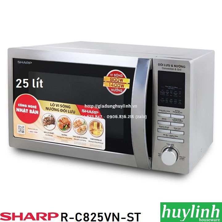 Lò vi sóng điện tử có nướng đối lưu sharp r-c825vn-st - 25 lít