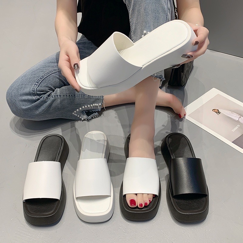 Dép xuồng độn đế quai ngang 5cm - V26