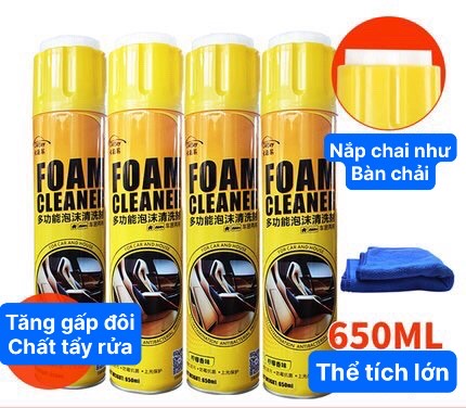 [Mua 3 Tặng 1 Khăn Lau 30x30] Chai Xịt Dọn Nội Thất Ô Tô Siêu Hiệu Quả 650ml