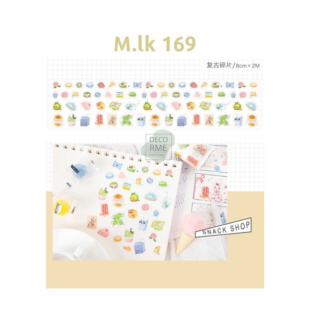 DecorMe Washi tape trang trí họa tiết dễ thương làm sổ tay, bullet journal khổ lớn cuộn 2 mét