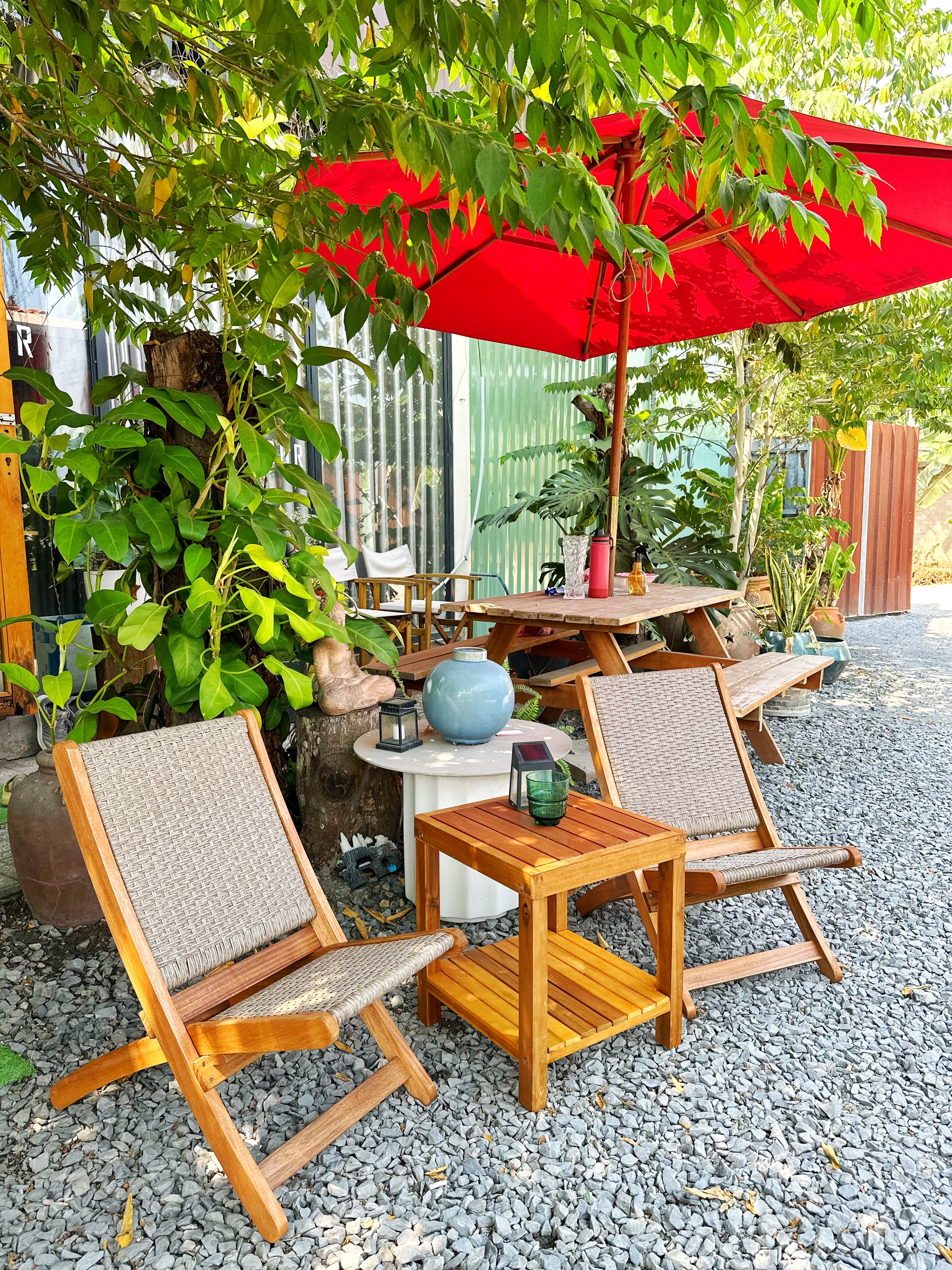 Ghế gỗ xếp ngoài trời, phù hợp quán cafe, ban công căn hộ, sân vườn, vv