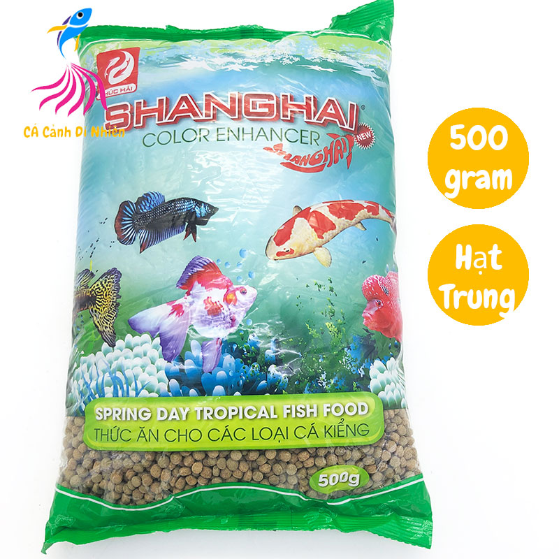 Thức ăn cho cá cảnh shang hai hạt trung 500g - cám cá shanghai