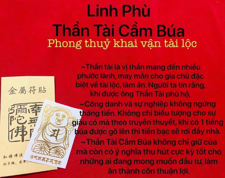 Linh phù thần tài cầm búa - linh phù dán điện thoại để bóp ví đã gia trì