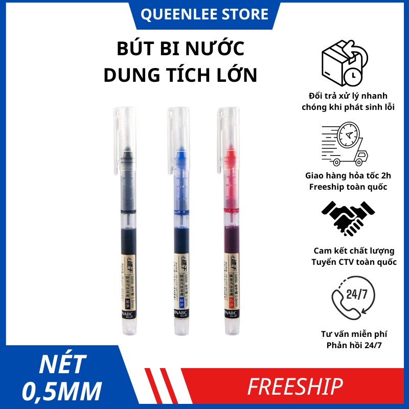 Bút mực nước bút bi mực nước có 3 màu xanh đỏ đen sáng màu